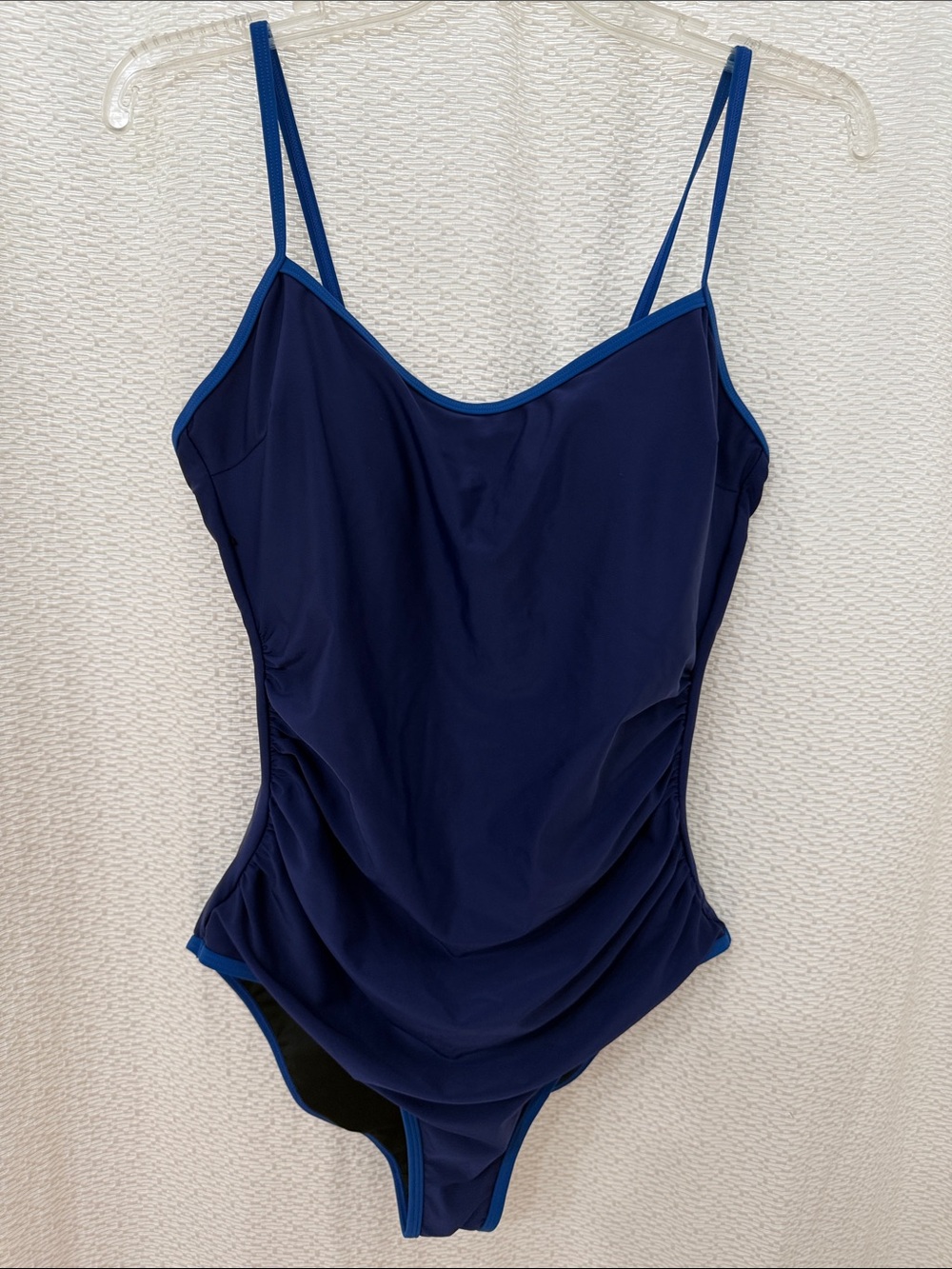 Navy Blue One-Piece Swimsuit with Contrast Trim